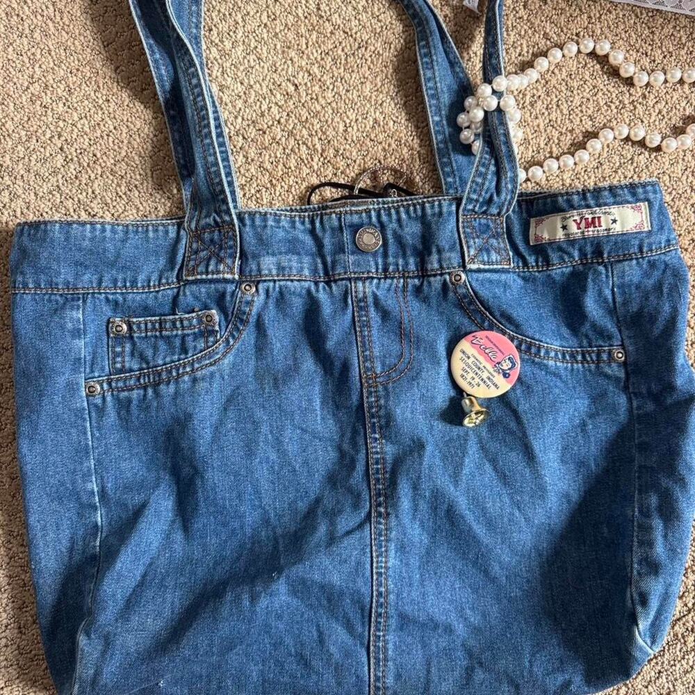 Y2k denim tote bag with charms